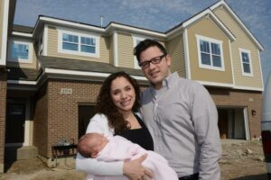 First-time homebuyers, Sebastian and Aida Steinle, will soon move into their new-construction home at Lexington Hills in Palatine. Joe Lewnard | Daily Herald Staff Photographer