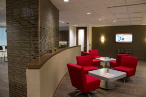Amata operates six shared office centers, including this one at 225 W. Washington, and offers brokerage services to businesses looking for a space of their own.