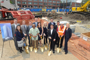 City of Chicago 27th Ward Alderman Walter Burnett Jr. with Steve and Randy Fifield and members of the development team at the NEXT construction site.