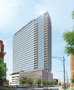 Located at 347 W. Chestnut St., 28-story NEXT will offer studio, one-, two- and three-bedroom luxury rental units ranging from 462 to 1,727 square feet.
