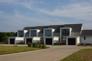 Four contemporary riverfront townhomes designed by Chicago-based Nicholas Design Collaborative are available for immediate and quick delivery at Heritage Harbor Ottawa Resort, a marina resort community on the Illinois River in Ottawa, Ill.