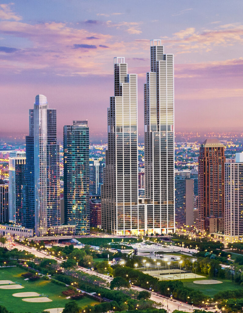 Crescent Heights has proposed the iconic Rafael Vinoly-designed, 76-story rental tower located at 1200 S. Indiana.