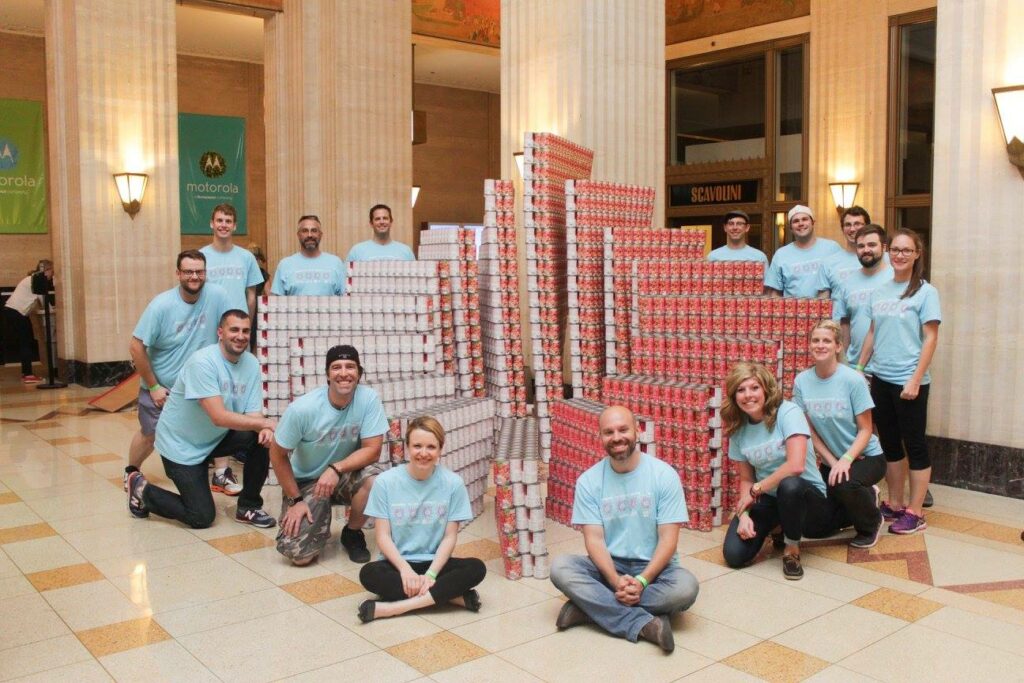 FitzGerald team pictured with winning CANstruction design.