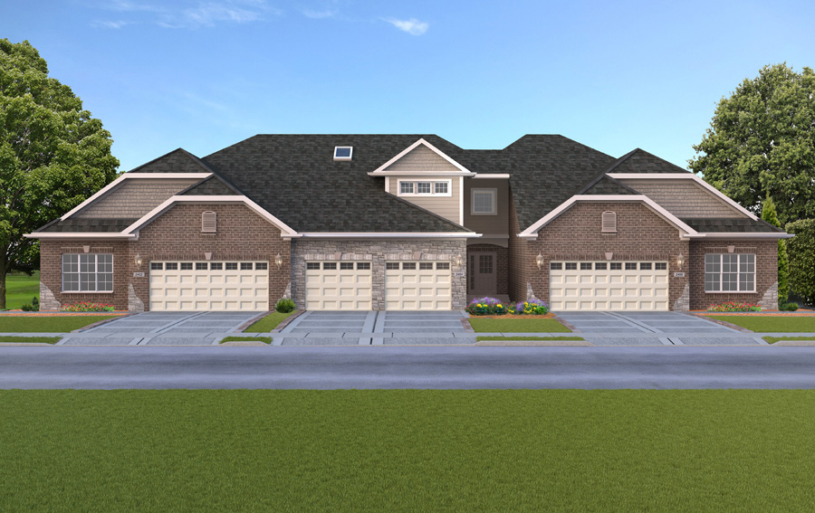 Rendering of the Capri, one of the luxury townhome plans available at Estates of Montefiori in Lemont, Ill.
