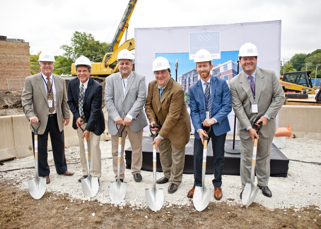 The M&R Development team and joint venture partner Globe Corporation were joined by Wilmette officials for the ceremonial groundbreaking of The Residences at Wilmette.