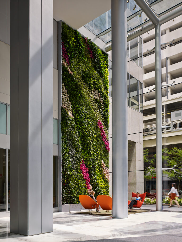 Transwestern spearheaded a $5 million renovation of 200 West Madison that included an updated lobby with 30-foot green wall, expanded bike room and new fitness center with yoga studio.
