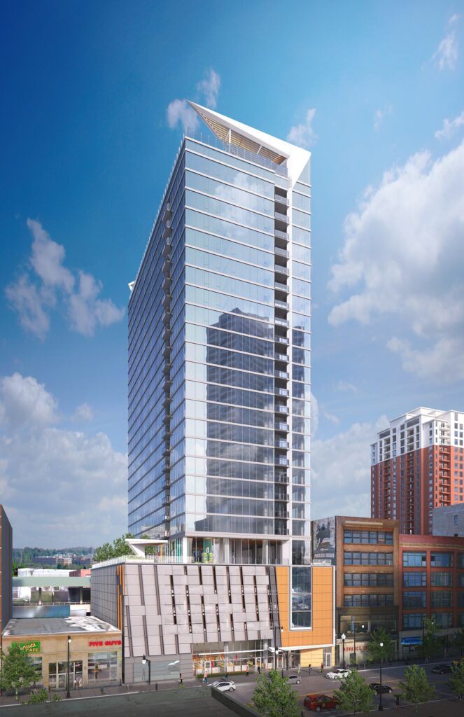 Slated for delivery in 2018, 1136 South Wabash is a 26-story mixed use development under construction at the corner of Wabash and Roosevelt in Chicago's South Loop
