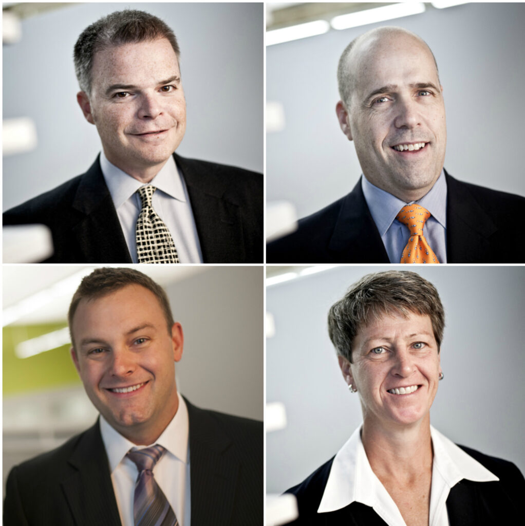 Clockwise from top left:  John Dulmes, Dan Walsh, Marianne Burish, Shaun Dempsey