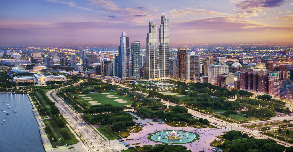 Located at 1200 S. Indiana Ave., One Grant Park will include 792 luxury apartments overlooking Grant Park. Delivery is scheduled for early 2019.