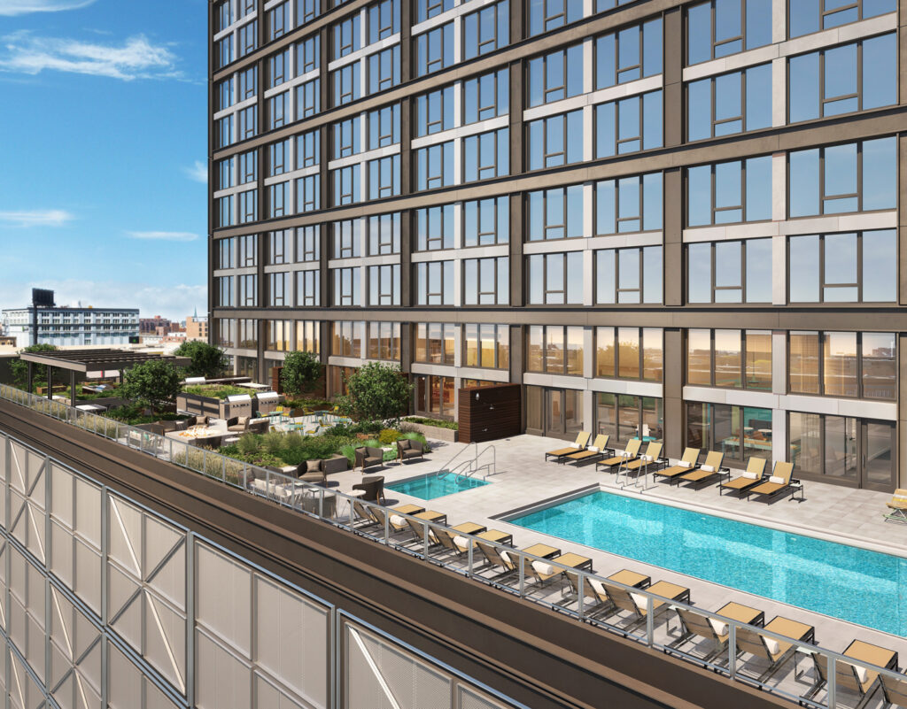 Designed by New York-based Morris Adjmi Architects, Landmark West Loop will be the first West Loop apartment tower to deliver in 2017.