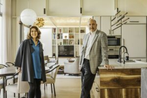 Elissa Morgante and Fred Wilson designed their dream home on Lake Michigan after purchasing the land from their new neighbor.  Photo: Bob Stefko for the Wall Street Journal.