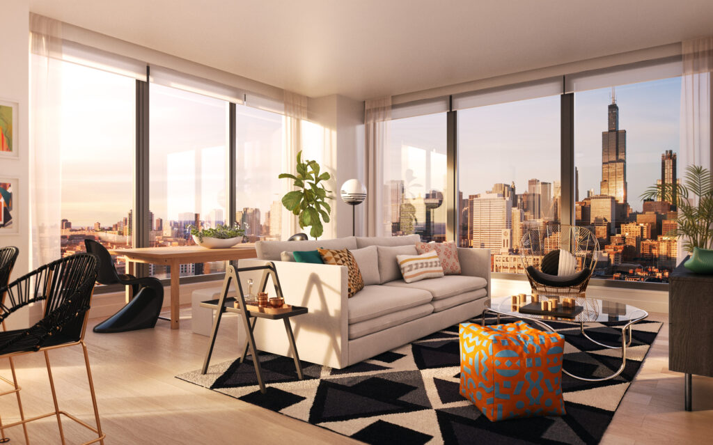 Related Midwest's Landmark West Loop, designed by architect Morris Adjmi with interiors by Reunion Goods & Services, will be the first apartment building to open in the West Loop in 2017.