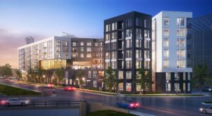 TriVista on Speer, designed by KTGY Architecture + Planning, is a 322-unit luxury apartment building currently under construction adjacent to Denver's Golden Triangle neighborhood.