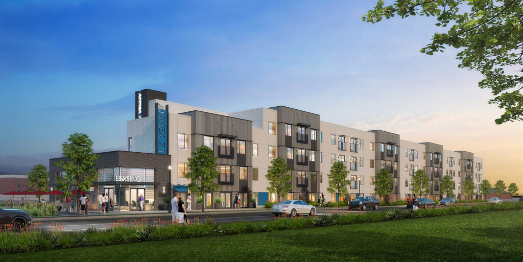 Designed by KTGY, Annex 71 features a striking exterior aesthetic that pays' homage to the area's industrial past.