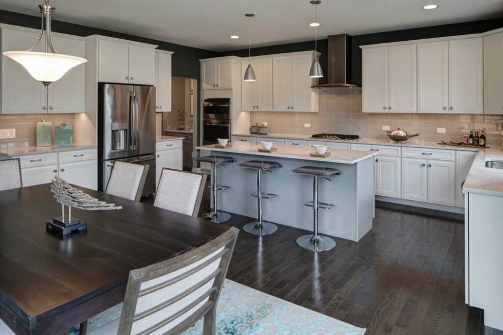 At back-to-school time, kitchens like this one at Lexington Towne in Arlington Heights are the hub of the home for meals, homework and scheduling activities.